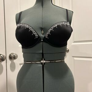 Victoria's Secret Very Sexy Push-up Black Bra with Silver Rhinestone Accents